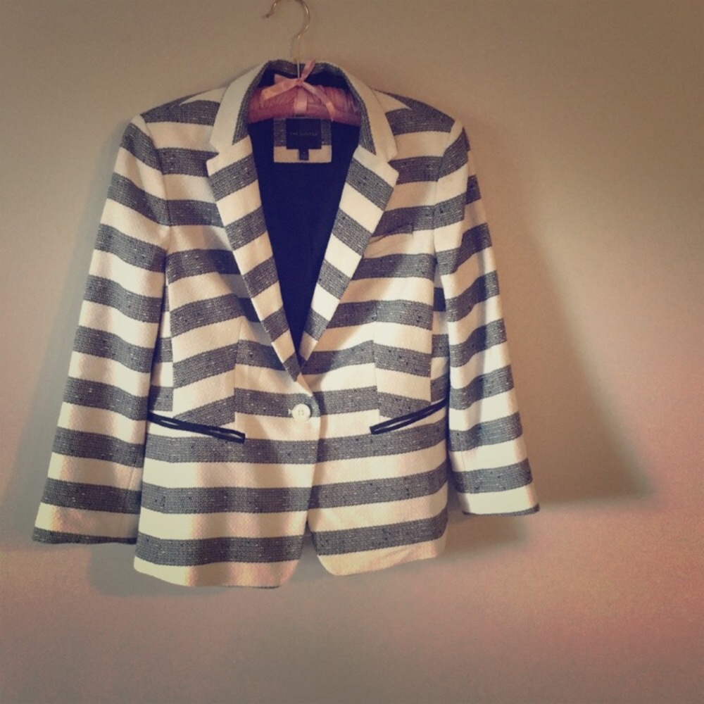 Blue and white blazer